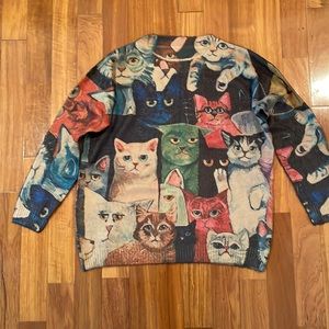 NWOT Cat Sweater Oversized  Cotton Wool Soft Fuzzy